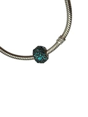 Pandora Retired Shimmering Droplets Charm Blue Teal Sterling Silver Spacer Bead